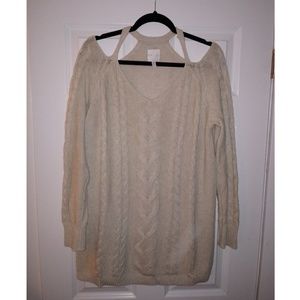 LEITH Cold-Shoulder Tunic Sweater